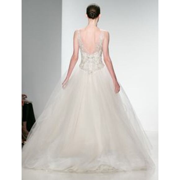 KENNETH POOL Giada K436 V Neck Sleeveless Ballgown Beaded Tulle Wedding Dress 10 - Picture 2 of 12